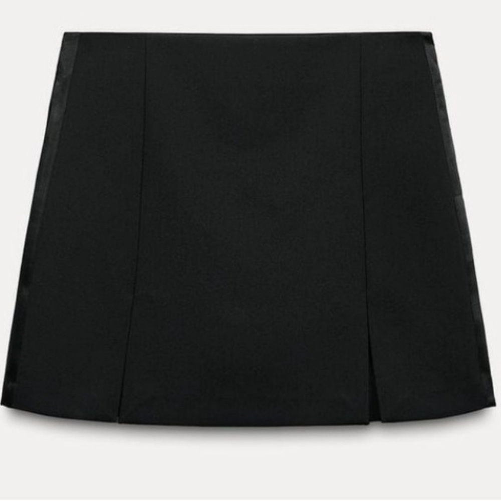 Zara Black Satin Mini Skirt with Slits